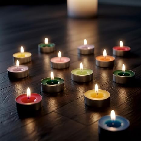 RENUCARTZ Multicolour Tealight Candles Pack of 100 | Unscented Wax Diyas for Diwali, Pooja & Home Décor