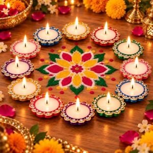 RENUCARTZ terracotta wax diyas pack of 12 with pre-filled wax and wicks