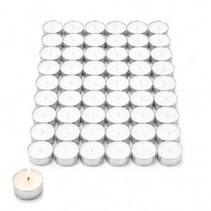 RENUCARTZ White Tealight Candles Pack of 50 | 3-Hour Burn Time | Decorative Candles for Diwali, Puja, Weddings & Home Décor